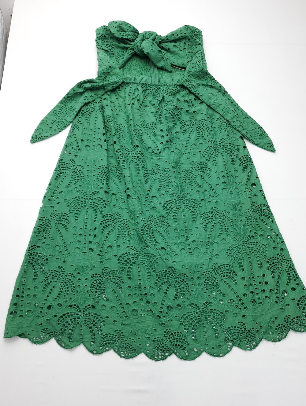 NEW FARM RIO Green Coconut Tree Richelieu Midi Dress Cotton Summer Resortwear L - Picture 3 of 15